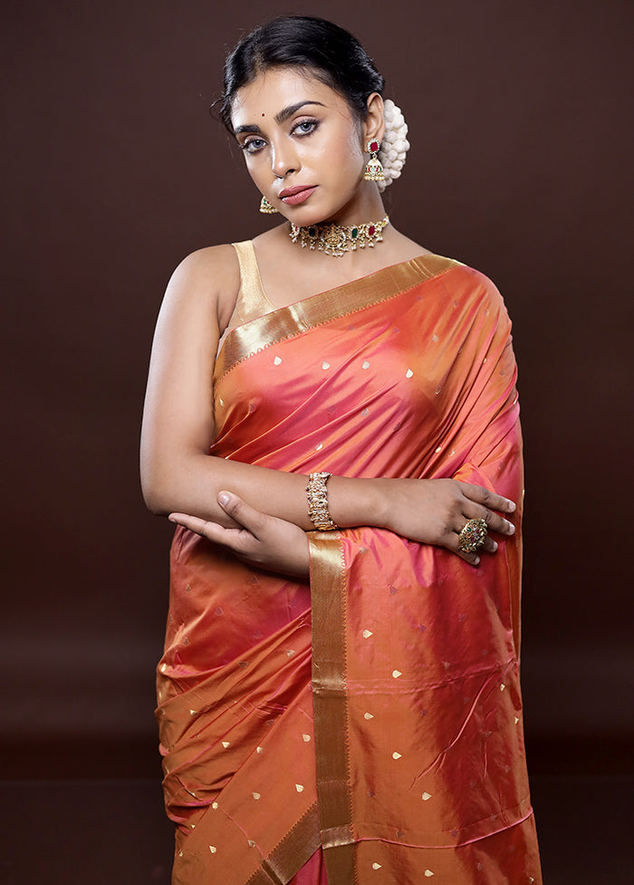 Pink Kanjivaram Silk Saree Without Blouse Piece - Indian Silk House Agencies