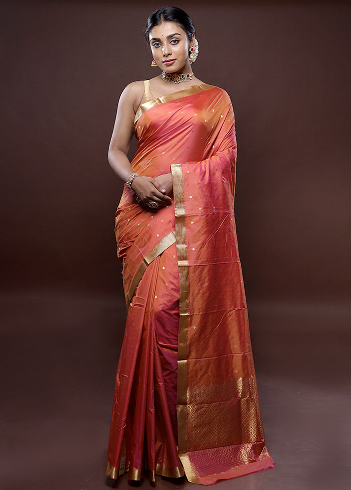 Pink Kanjivaram Silk Saree Without Blouse Piece - Indian Silk House Agencies