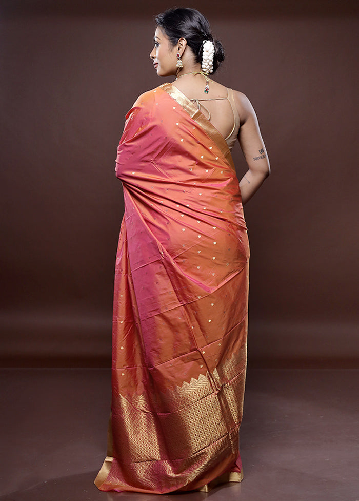 Pink Kanjivaram Silk Saree Without Blouse Piece - Indian Silk House Agencies