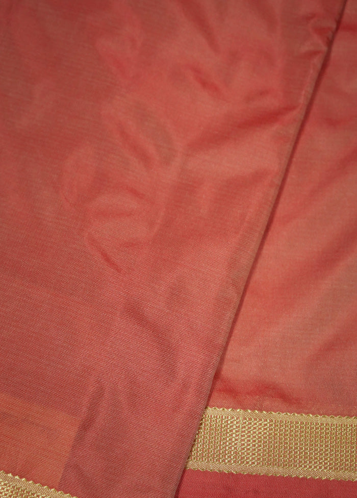 Peach Kanjivaram Silk Saree With Blouse Piece - Indian Silk House Agencies