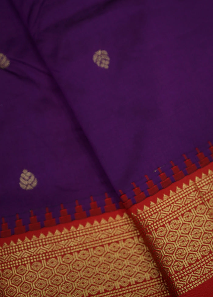 Purple Kanjivaram Silk Saree With Blouse Piece - Indian Silk House Agencies