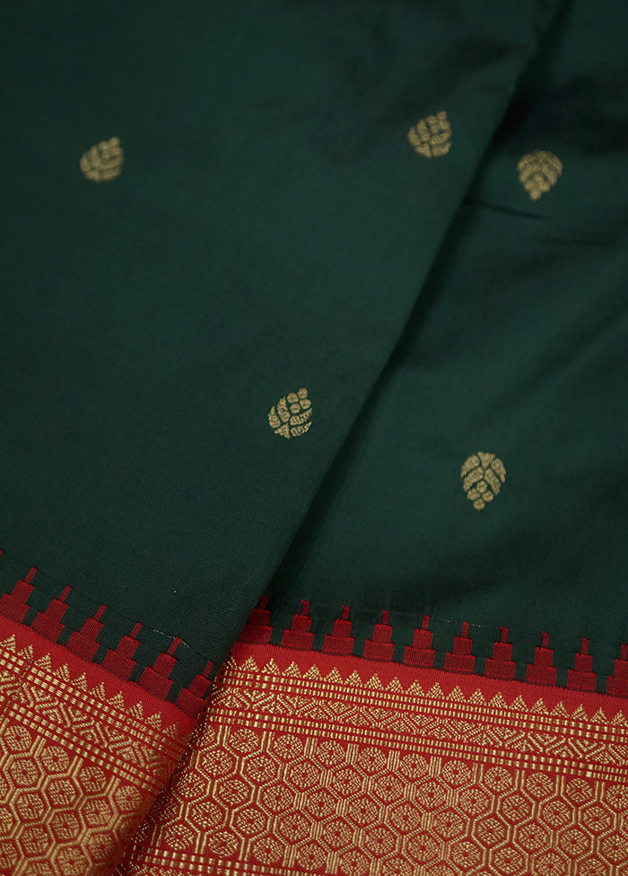 Green Kanjivaram Silk Saree With Blouse Piece - Indian Silk House Agencies