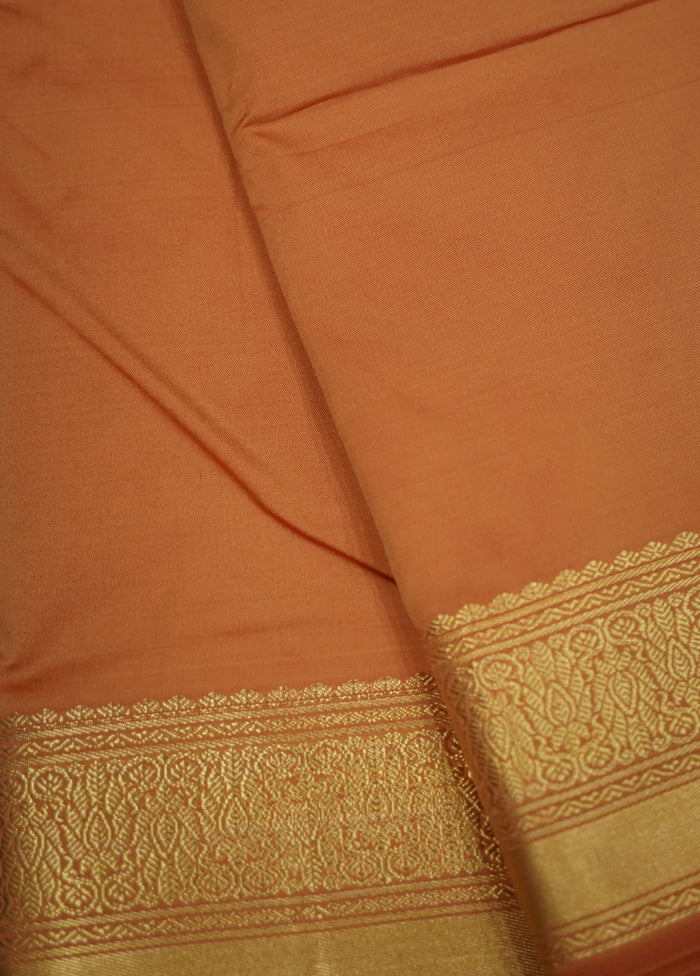 Rust Kanjivaram Silk Saree With Blouse Piece - Indian Silk House Agencies