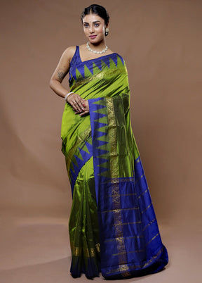 Green Kanjivaram Silk Saree With Blouse Piece - Indian Silk House Agencies