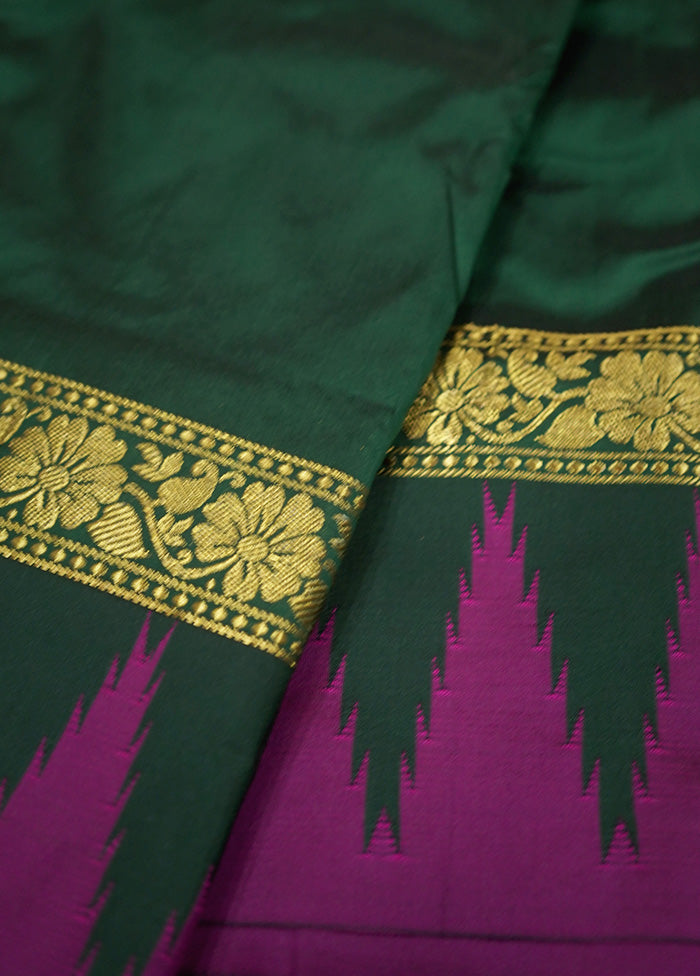 Green Kanjivaram Silk Saree With Blouse Piece - Indian Silk House Agencies