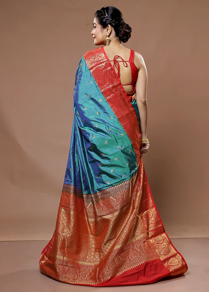 Green Kanjivaram Pure Silk Saree With Blouse Piece - Indian Silk House Agencies