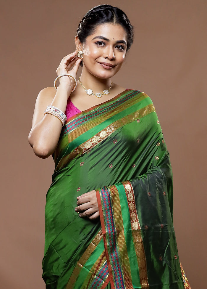 Green Kanjivaram Silk Saree With Blouse Piece - Indian Silk House Agencies