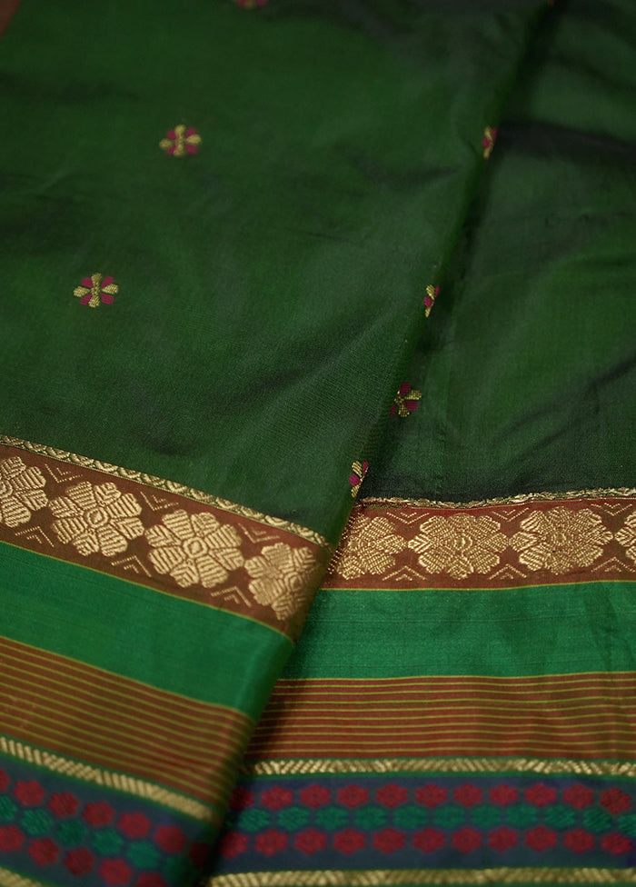 Green Kanjivaram Silk Saree With Blouse Piece - Indian Silk House Agencies