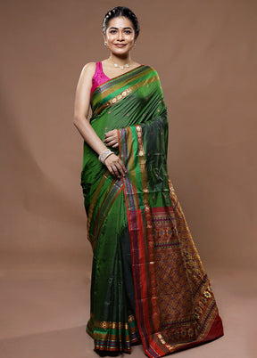 Green Kanjivaram Silk Saree With Blouse Piece - Indian Silk House Agencies