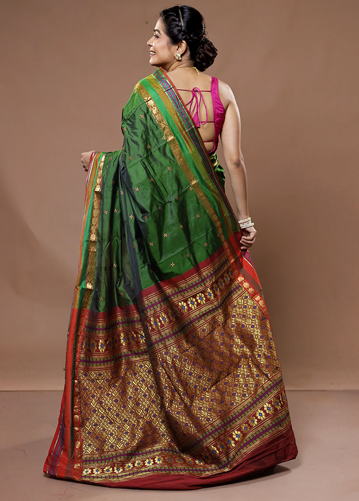 Green Kanjivaram Silk Saree With Blouse Piece - Indian Silk House Agencies