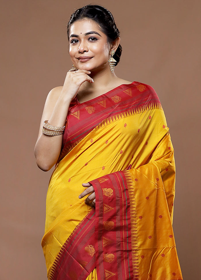 Yellow Kanjivaram Silk Saree With Blouse Piece - Indian Silk House Agencies