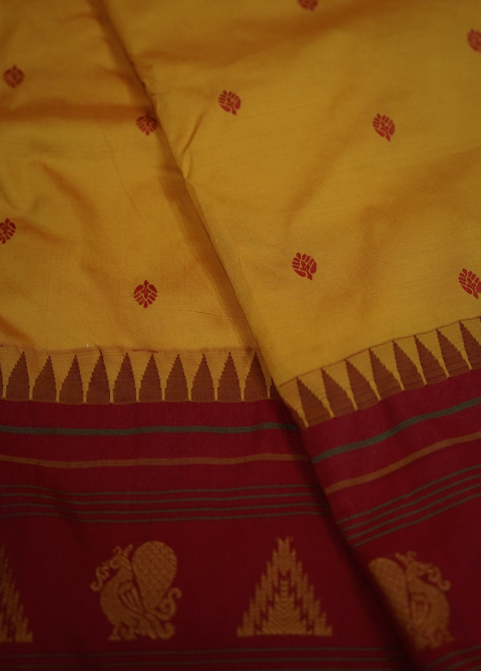 Yellow Kanjivaram Silk Saree With Blouse Piece - Indian Silk House Agencies