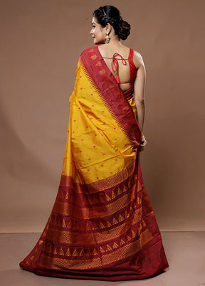 Yellow Kanjivaram Silk Saree With Blouse Piece - Indian Silk House Agencies