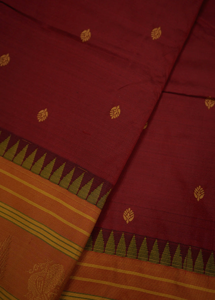 Maroon Kanjivaram Silk Saree With Blouse Piece - Indian Silk House Agencies