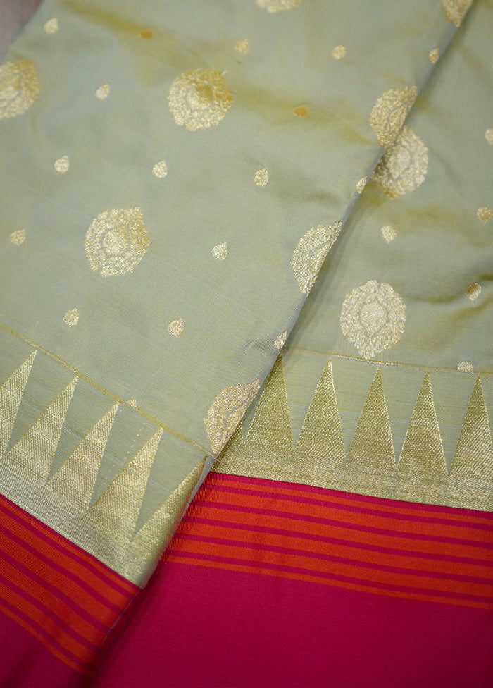 Green Kanjivaram Silk Saree Without Blouse Piece - Indian Silk House Agencies