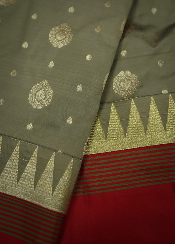 Grey Kanjivaram Silk Saree With Blouse Piece - Indian Silk House Agencies