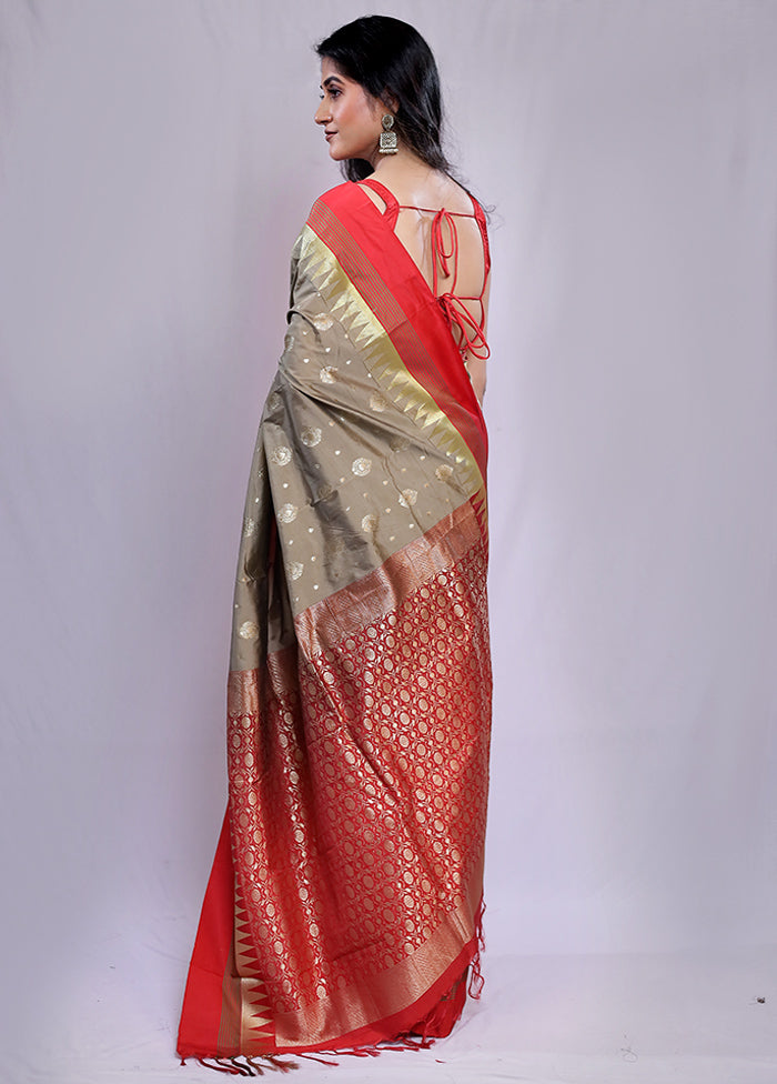 Grey Kanjivaram Silk Saree With Blouse Piece - Indian Silk House Agencies