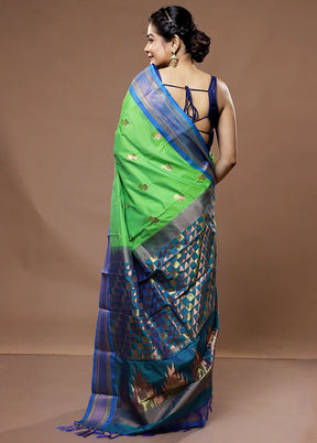 Green Kanjivaram Silk Saree With Blouse Piece - Indian Silk House Agencies