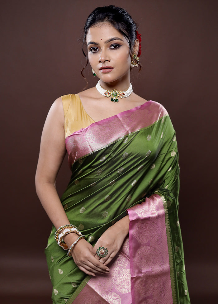 Green Kanjivaram Silk Saree Without Blouse Piece - Indian Silk House Agencies