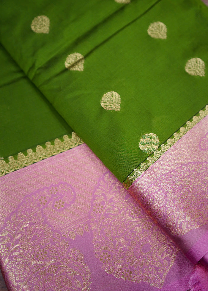 Green Kanjivaram Silk Saree Without Blouse Piece - Indian Silk House Agencies