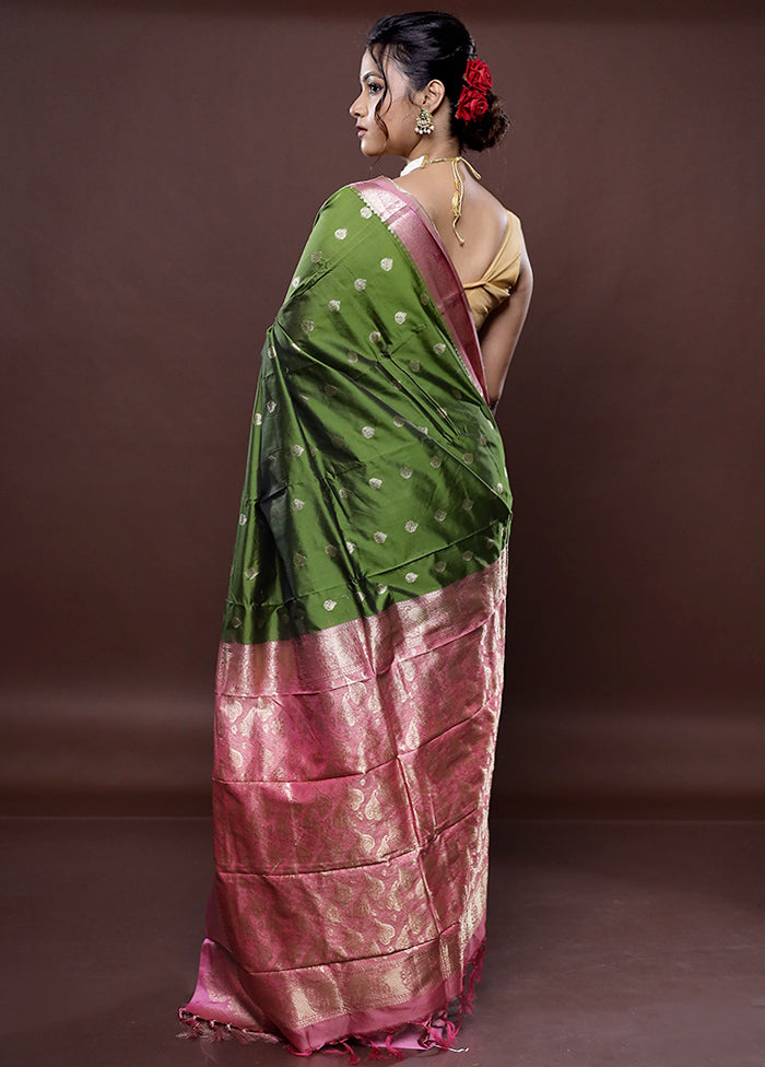 Green Kanjivaram Silk Saree Without Blouse Piece - Indian Silk House Agencies