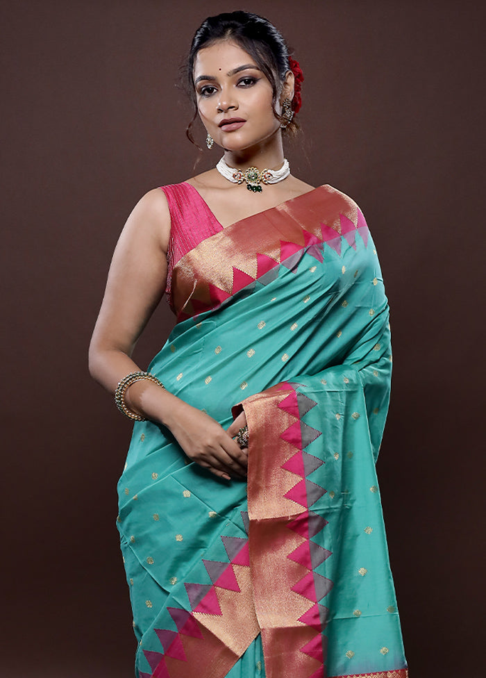 Green Kanjivaram Silk Saree Without Blouse Piece - Indian Silk House Agencies