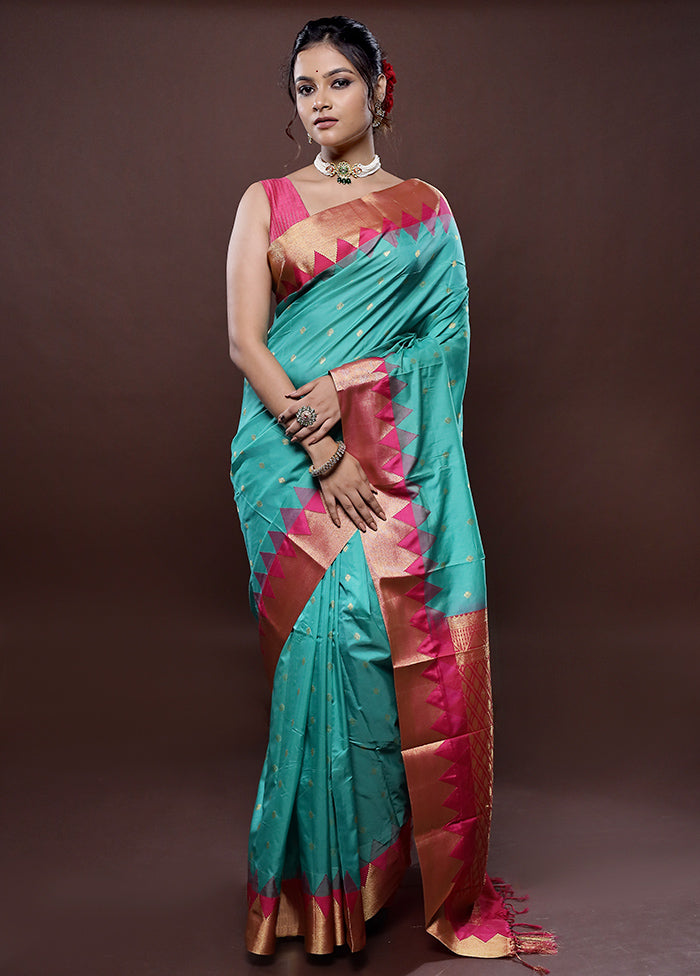 Green Kanjivaram Silk Saree Without Blouse Piece - Indian Silk House Agencies