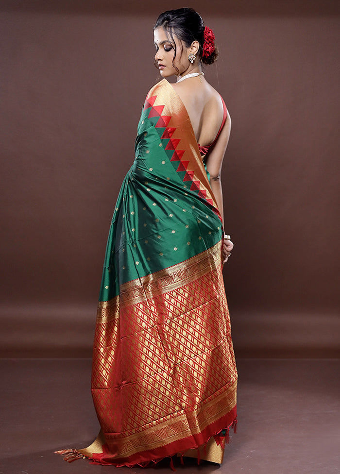 Green Kanjivaram Silk Saree Without Blouse Piece - Indian Silk House Agencies