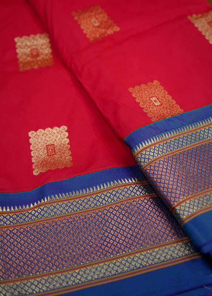 Pink Kanjivaram Silk Saree Without Blouse Piece - Indian Silk House Agencies