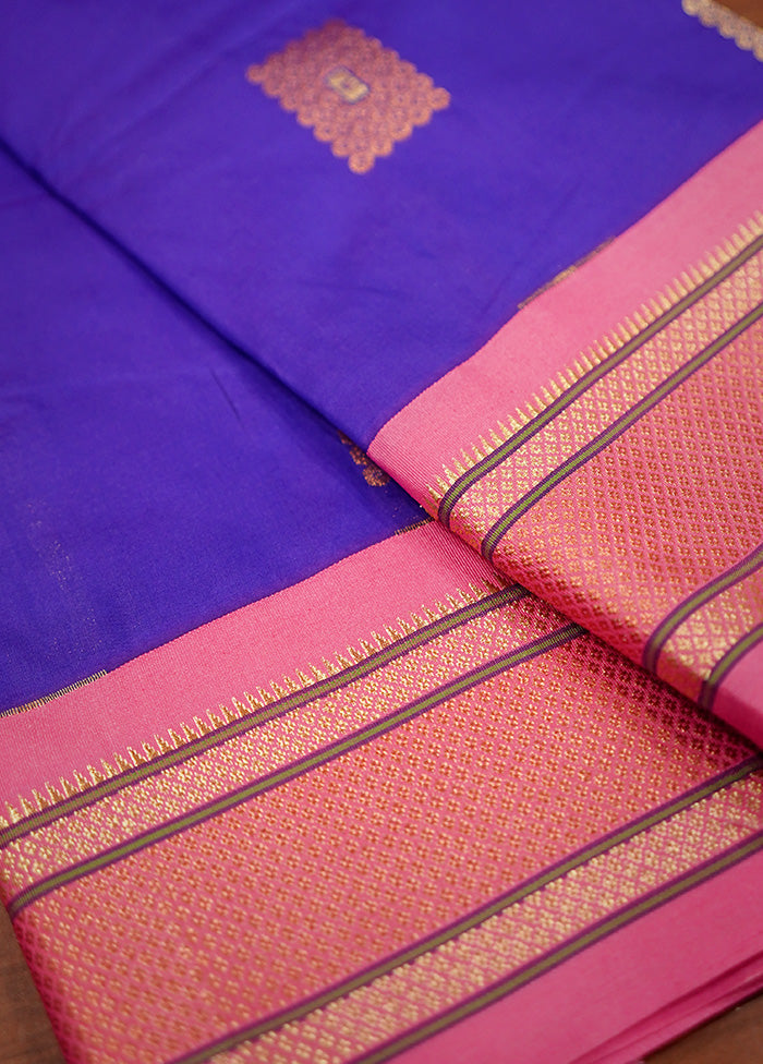 Purple Kanjivaram Silk Saree Without Blouse Piece - Indian Silk House Agencies