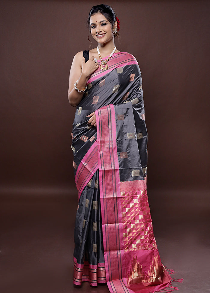 Grey Kanjivaram Silk Saree Without Blouse Piece - Indian Silk House Agencies