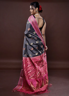 Grey Kanjivaram Silk Saree Without Blouse Piece - Indian Silk House Agencies