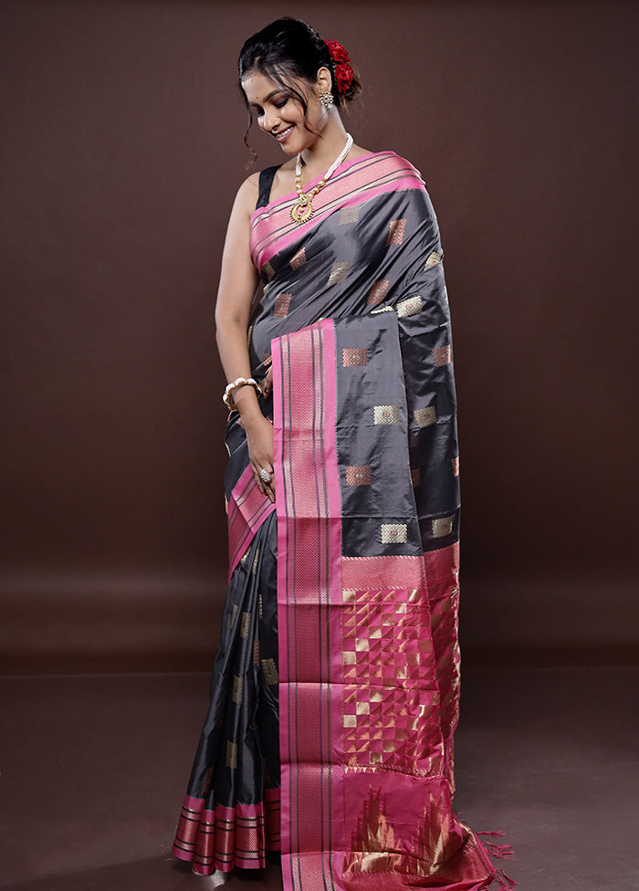 Grey Kanjivaram Silk Saree Without Blouse Piece - Indian Silk House Agencies