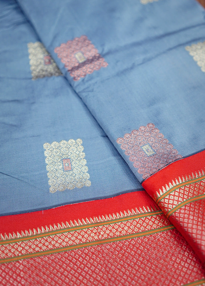 Grey Kanjivaram Silk Saree Without Blouse Piece - Indian Silk House Agencies