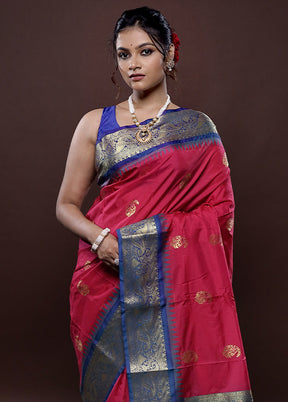 Pink Kanjivaram Silk Saree Without Blouse Piece - Indian Silk House Agencies