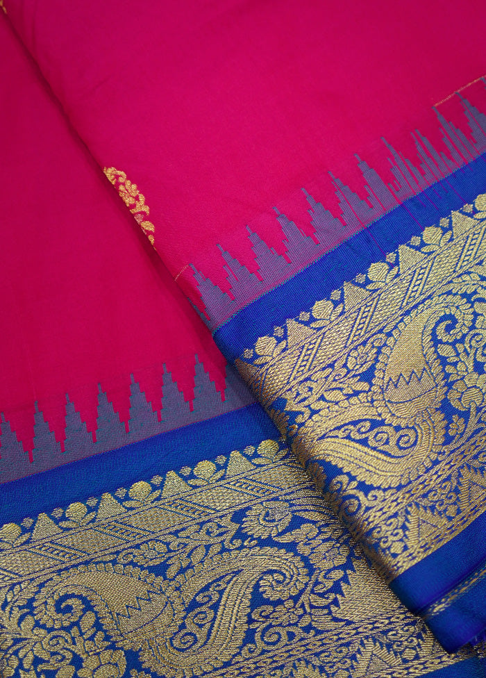 Pink Kanjivaram Silk Saree With Blouse Piece