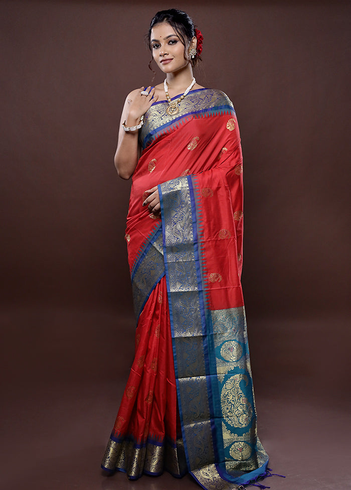 Pink Kanjivaram Silk Saree Without Blouse Piece - Indian Silk House Agencies