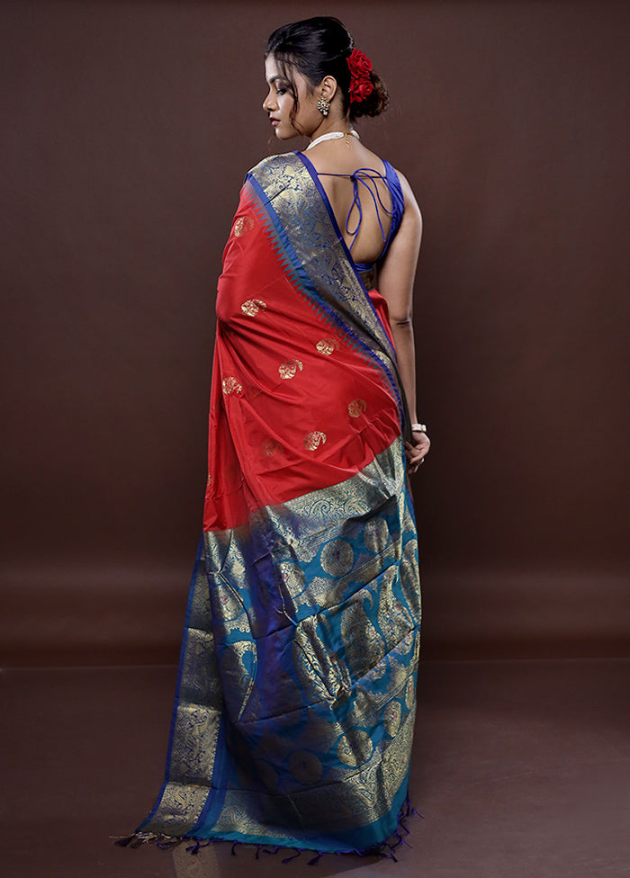 Pink Kanjivaram Silk Saree Without Blouse Piece - Indian Silk House Agencies