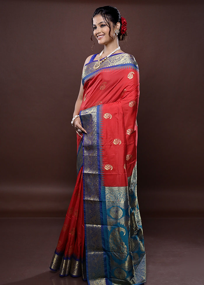 Pink Kanjivaram Silk Saree Without Blouse Piece - Indian Silk House Agencies