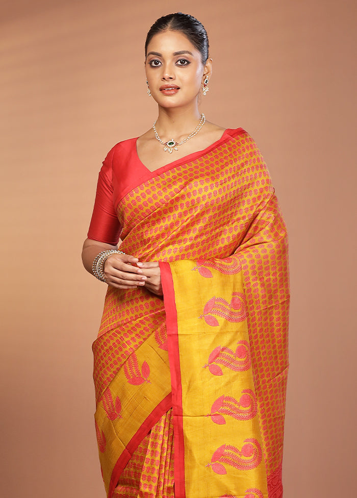 Multicolor Printed Pure Silk Saree Without Blouse Piece