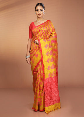 Multicolor Printed Pure Silk Saree Without Blouse Piece
