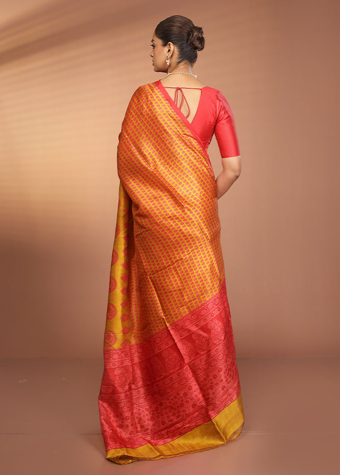 Multicolor Printed Pure Silk Saree Without Blouse Piece