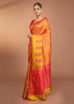 Multicolor Printed Pure Silk Saree Without Blouse Piece