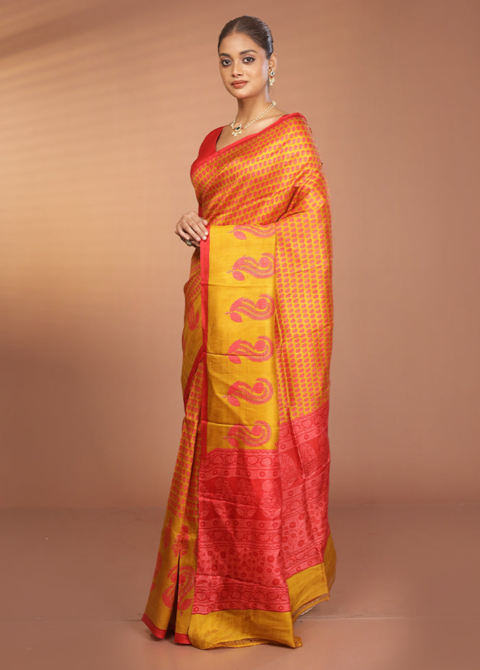 Multicolor Printed Pure Silk Saree Without Blouse Piece