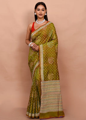 Green Pure Bishnupuri Stiched Saree With Blouse Piece - Indian Silk House Agencies