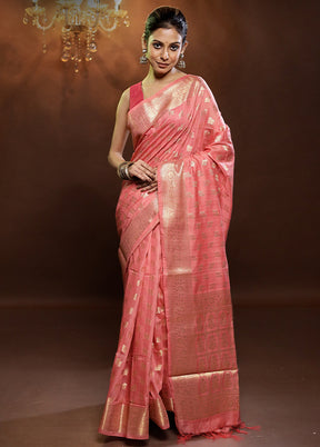 Pink Cotton Saree With Blouse Piece - Indian Silk House Agencies