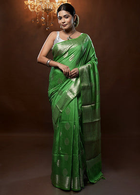 Green Cotton Saree With Blouse Piece