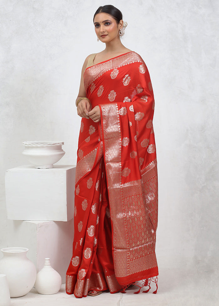 Red Cotton Saree With Blouse Piece - Indian Silk House Agencies