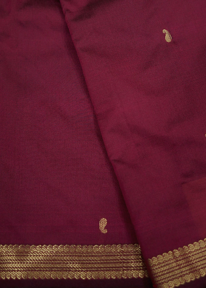 Maroon Kanjivaram Silk Saree With Blouse Piece - Indian Silk House Agencies