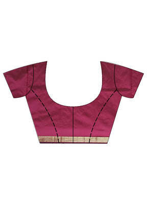 Maroon Kanjivaram Silk Saree With Blouse Piece - Indian Silk House Agencies